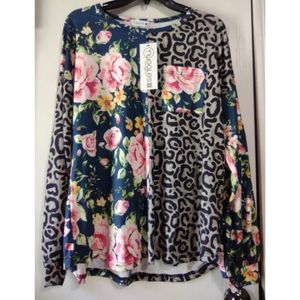 NWT NUGGLES mixed print top